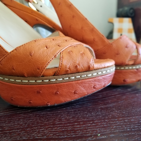 Prada ostrich  platform heels sz 37.5 - Picture 8 of 16